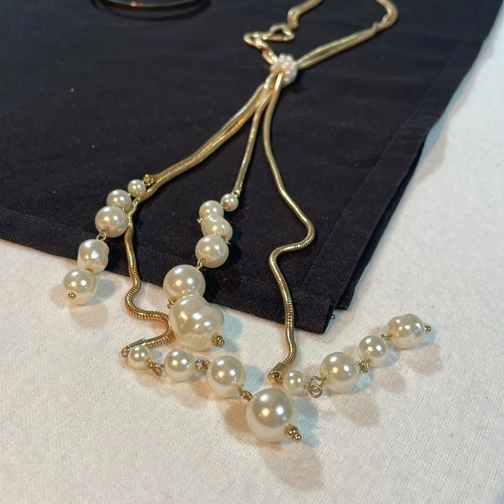 Bundle of 2 Gold Pearl Necklace & 3 Bangle Bracelets Ophelia Roe NWT